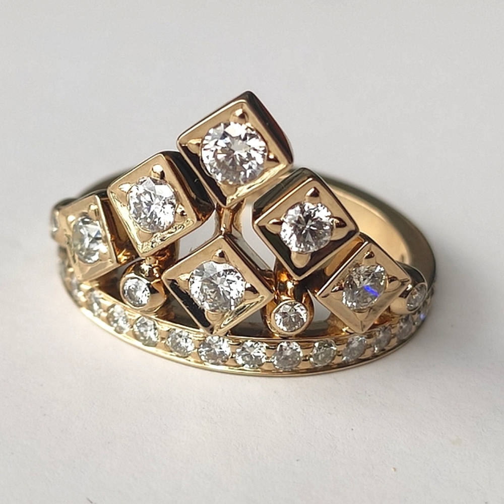 H Stern 18K Gold Diamonds King Ring "King And Queen Collection" Size 7